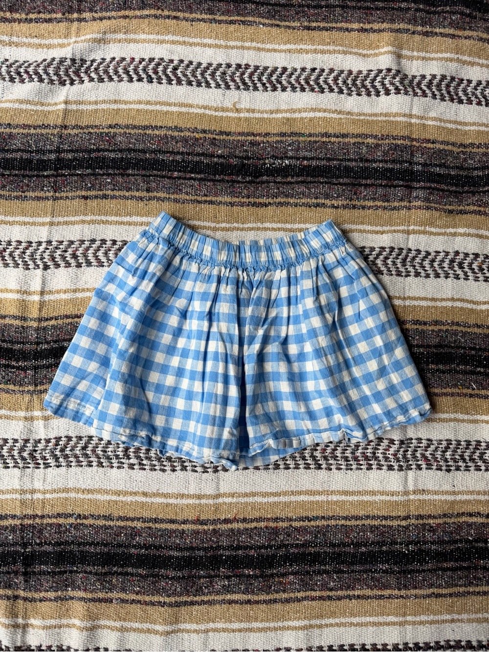 GAP Kids Blue and White Gingham Elastic Waist Skirt